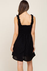 Black Smocked Eyelet Maternity Dress