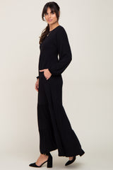 Black Long Sleeve Tiered Maxi Dress