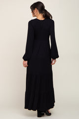 Black Long Sleeve Tiered Maxi Dress