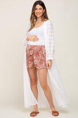 White Long Sleeve Maternity Cover-Up