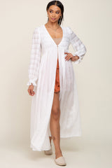 White Long Sleeve Maternity Cover-Up