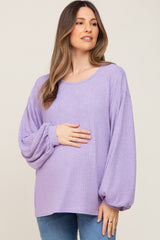 Lavender Ribbed Maternity Long Sleeve Top