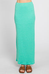 Mint Green Ribbed Maxi Skirt