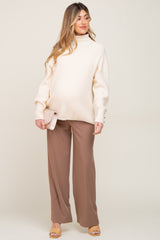 Mocha Wide Leg Maternity Dress Pants