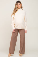 Mocha Wide Leg Maternity Dress Pants