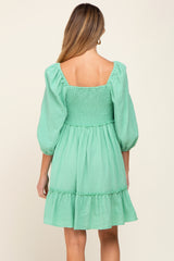 Mint Green Smocked Button Front Maternity Dress