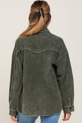 Olive Corduroy Maternity Shirt Jacket