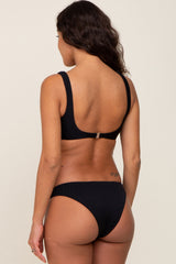 Black Textured Square Neck Two-Piece Maternity Bikini Set