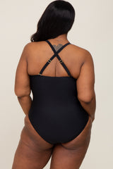 Black Plus Ruched One Piece Swimsuit