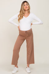 Mocha Basic Drawstring Waist Maternity Lounge Pants