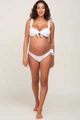 White Eyelet Lettuce Accent Maternity Bikini Set