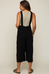 Black Sleeveless Cropped Maternity Jumpsuit