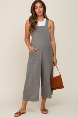 Olive Sleeveless Cropped Maternity Jumpsuit