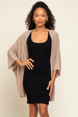 Beige Dolman Short Sleeve Maternity Cardigan