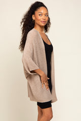 Beige Dolman Short Sleeve Cardigan