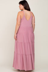 Mauve Tiered Sleeveless Plus Maxi Dress