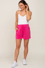 Fuchsia Drawstring Waist Maternity Shorts