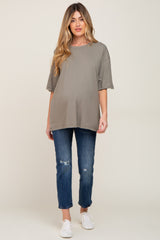 Olive Basic Oversized Maternity Tee