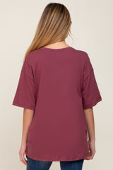 Burgundy Basic Oversized Maternity Tee