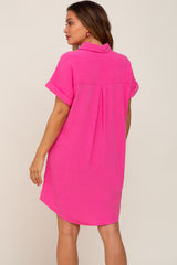 Fuchsia Button Down Maternity Dress