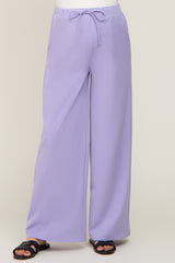Lavender Drawstring Wide Leg Maternity Pants