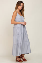 Heather Grey Tiered Sleeveless Maxi Dress