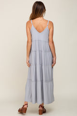 Heather Grey Tiered Sleeveless Maxi Dress