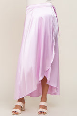 Lavender Hi-Lo Satin Maternity Wrap Skirt