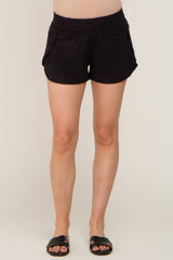 Black Wrap Side Maternity Track Shorts