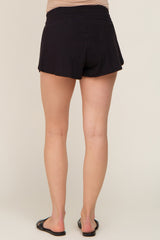 Black Wrap Side Maternity Track Shorts