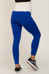 Royal Blue Side Pocket Maternity Active Cropped Legging