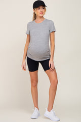 Black Rib Knit Maternity Biker Shorts