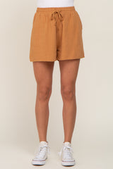 Yellow Drawstring Linen Shorts