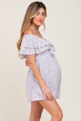 Lavender Floral Off Shoulder Maternity Romper