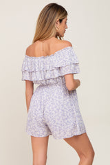 Lavender Floral Off Shoulder Maternity Romper