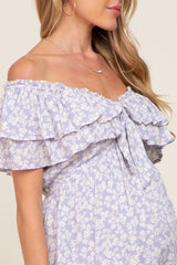 Lavender Floral Off Shoulder Maternity Romper