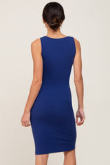 Navy Basic V-Neck Sleeveless Dress