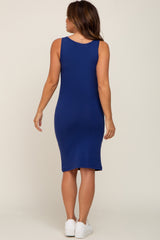 Navy Basic V-Neck Sleeveless Maternity Dress