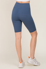 Blue High Waist Bike Shorts