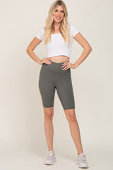 Olive High Waist Bike Shorts