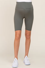 Olive High Waist Maternity Bike Shorts