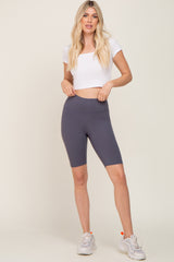 Charcoal High Waist Maternity Bike Shorts