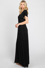 Black Basic Wrap Maxi Dress