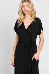 Black Basic Wrap Maxi Dress