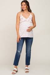 Ivory Ruffle Accent Maternity Tank Top