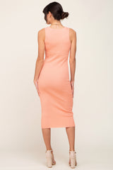 Peach Ribbed Racerback Midi Dress