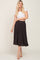 Black Printed Pleated Midi Skirt