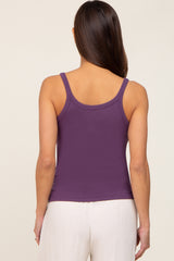 Purple Ribbed Maternity Tank Top