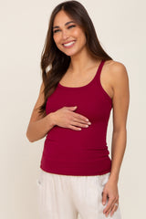 Burgundy Ribbed Maternity Tank Top