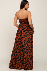 Rust Animal Print Strapless Jumpsuit